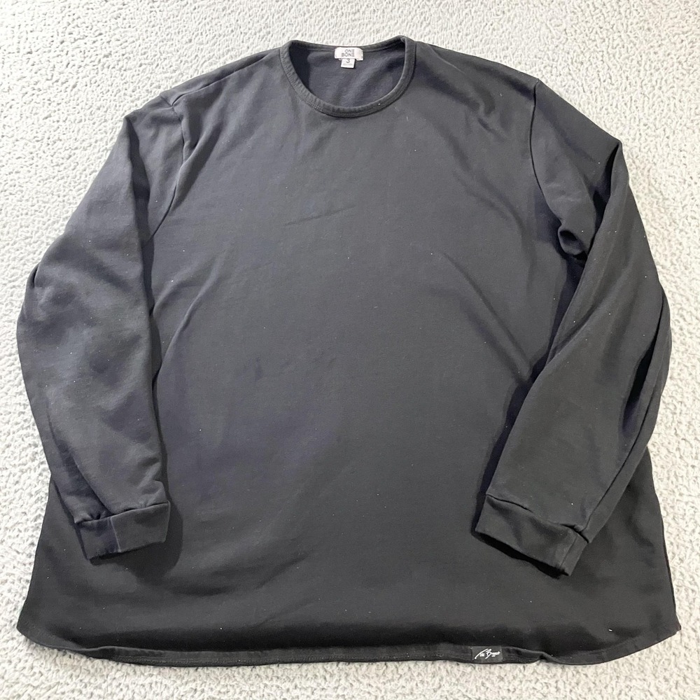 One Bone Shirt Mens Size‎ 3 Black Long Sleeve Crewneck The Biggest Oversized